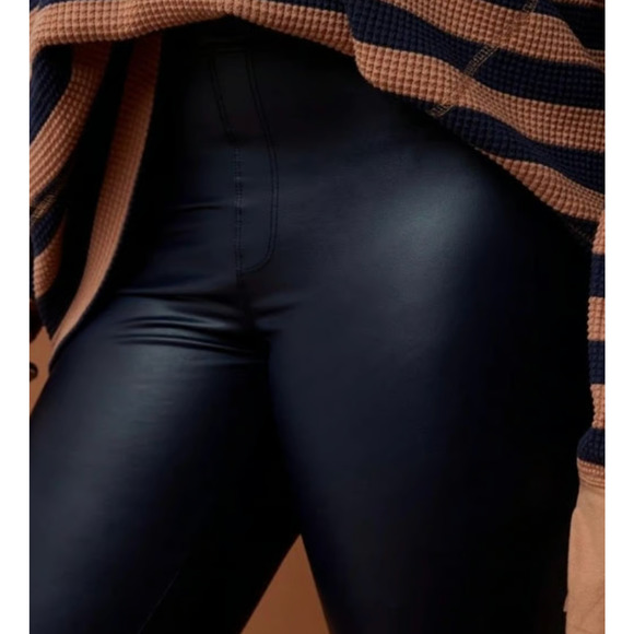 Aerie Offline Real Luxe Faux Leather High-Waisted Leggings Blue S - Picture 3 of 4